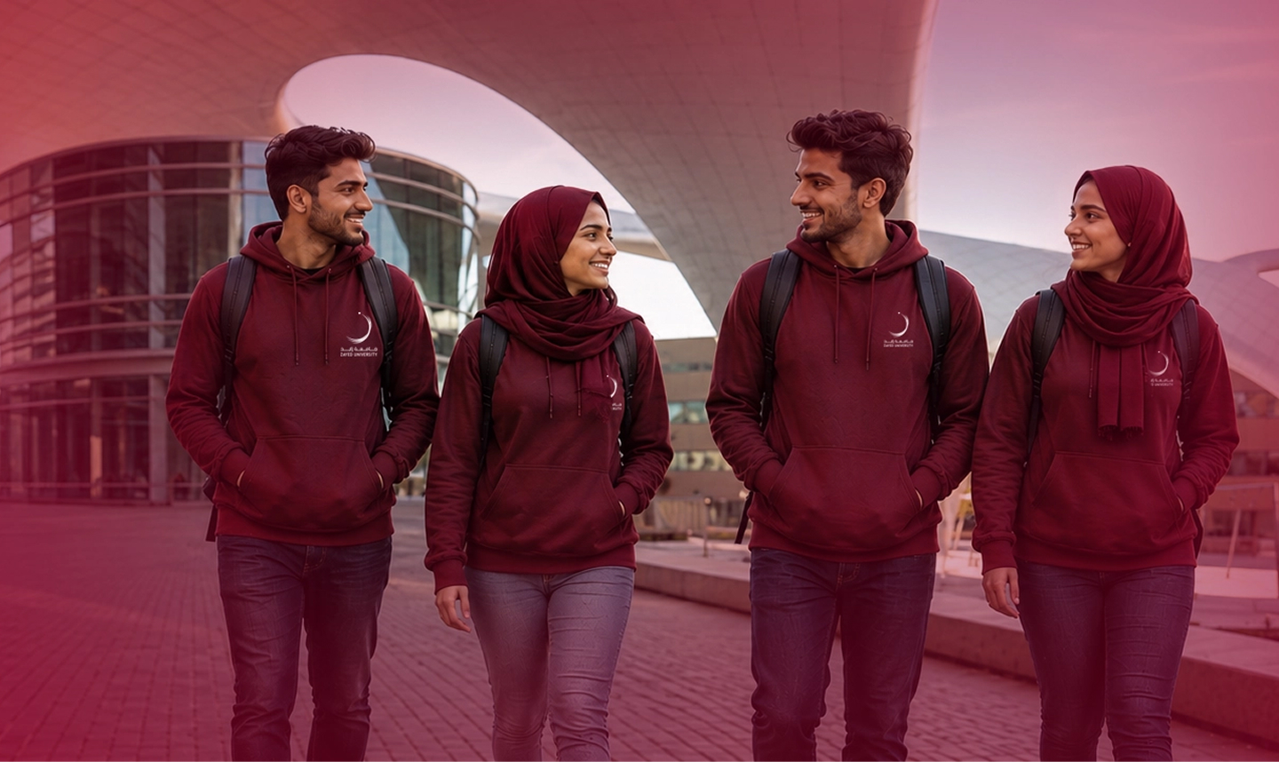 Students walking on campus